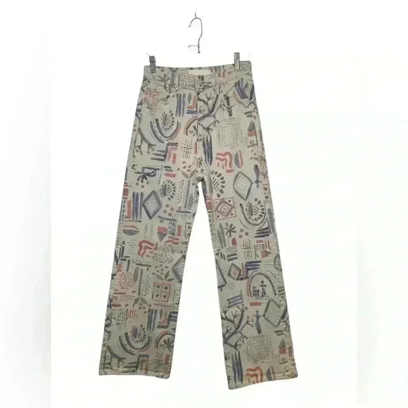 Mother The Maven Skimp Jeans Size 26 White Pastel Abstract Print High Rise Wide - Picture 3 of 6